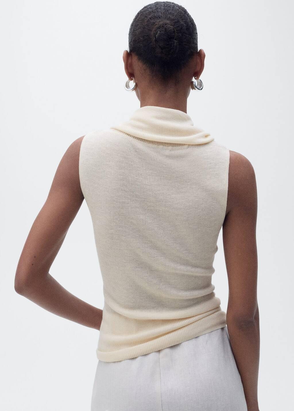 LT PASTEL GREY Knitted top with draped neck, , large image number 4