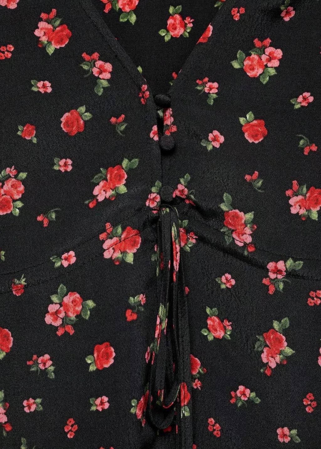 Black Ruffled Floral Blouse, , large image number 4
