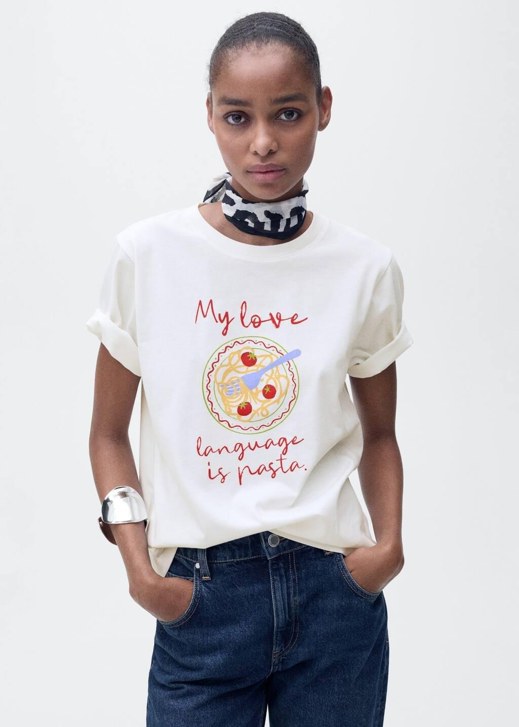 Yellow Short-Sleeved Printed T-Shirt, , medium