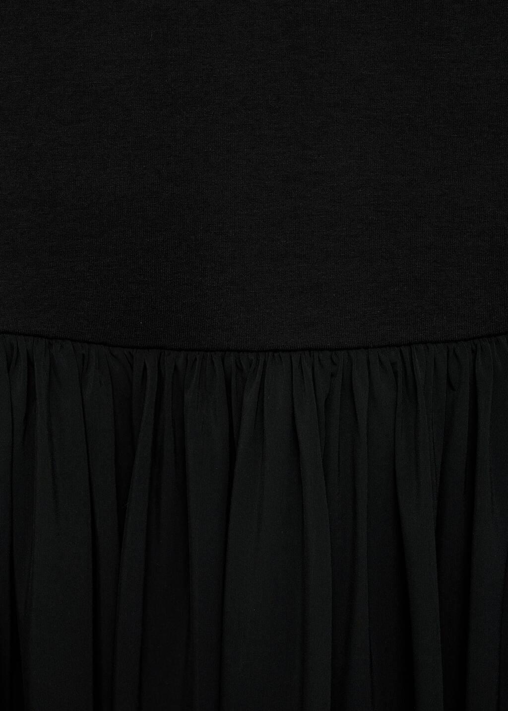 Black Long Gathered Skirt, , large image number 4