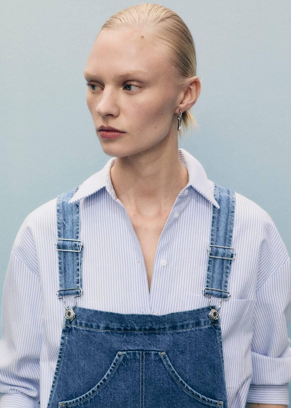 Blue Straight Denim Dungarees, , large image number 1