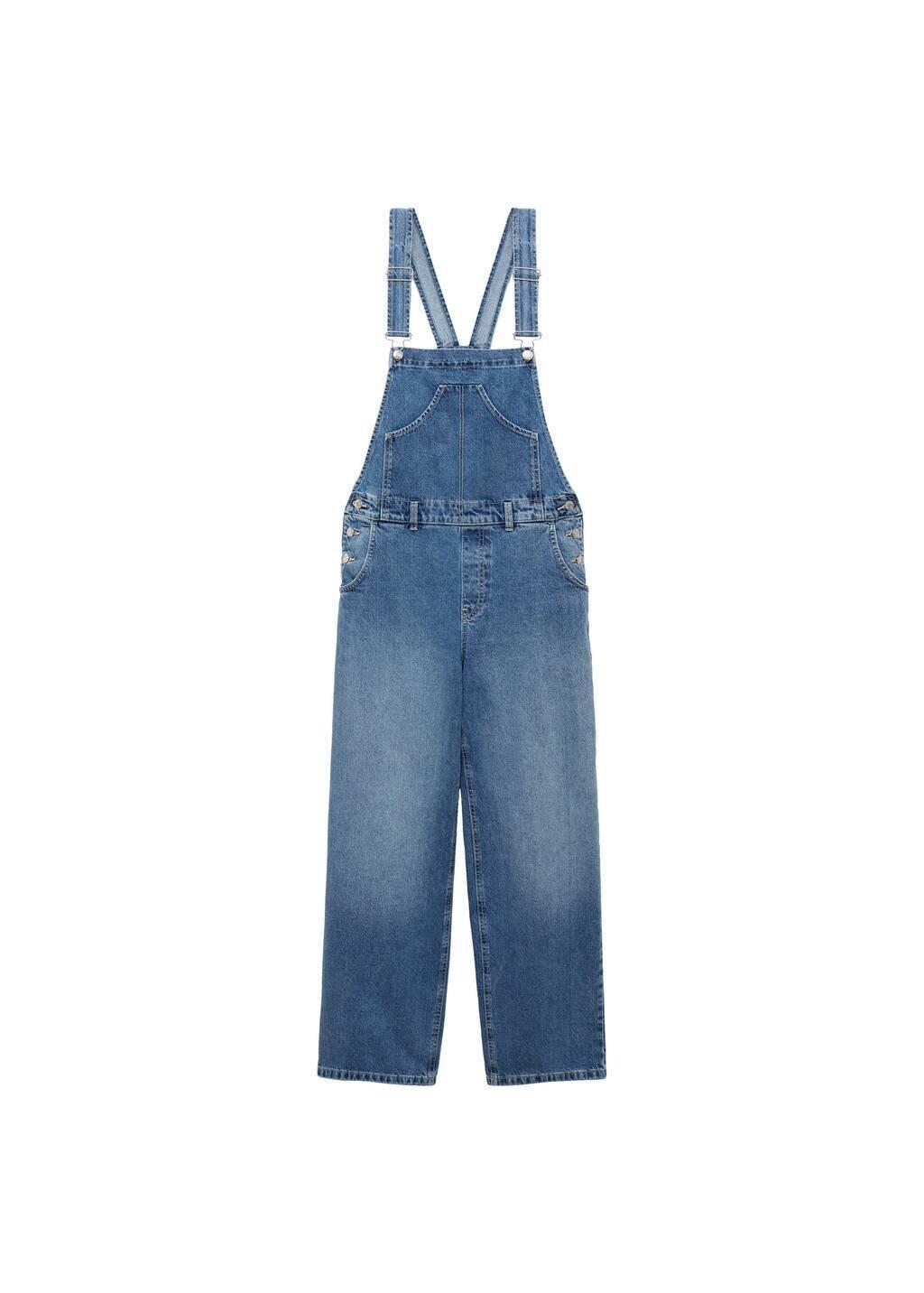 Blue Straight Denim Dungarees, , large image number 2