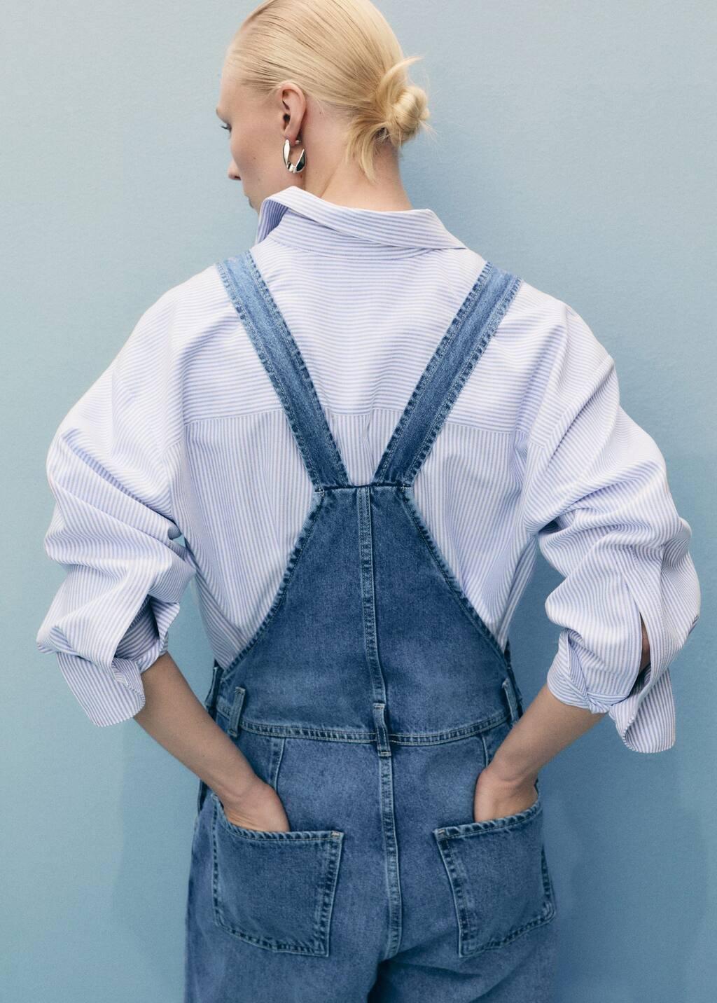 Blue Straight Denim Dungarees, , large image number 3