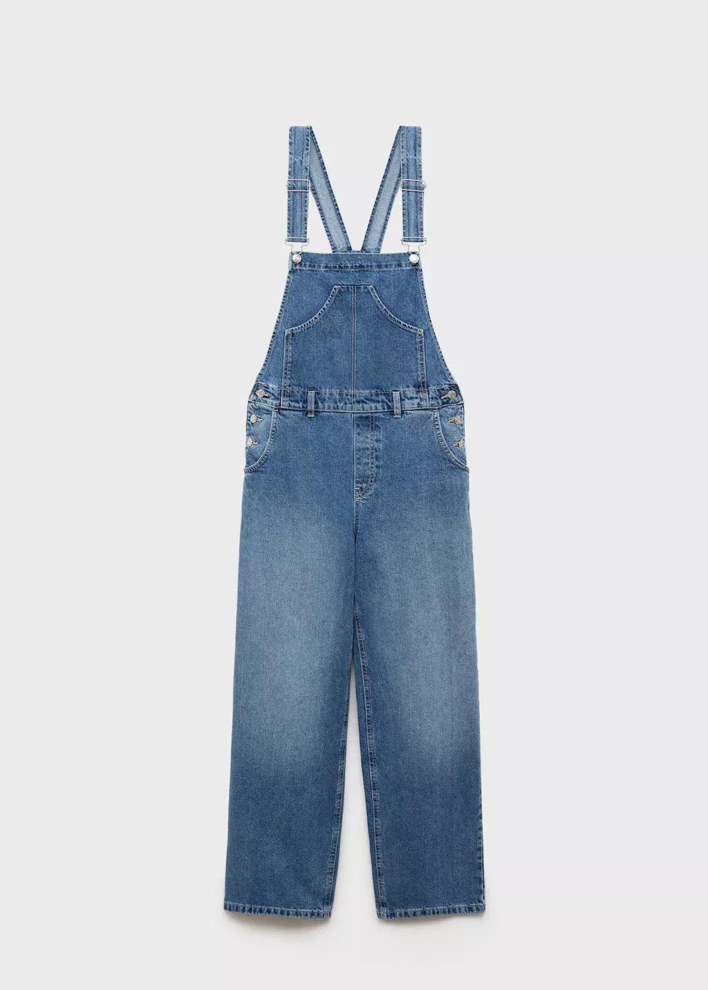 Blue Straight Denim Dungarees, , large image number 4