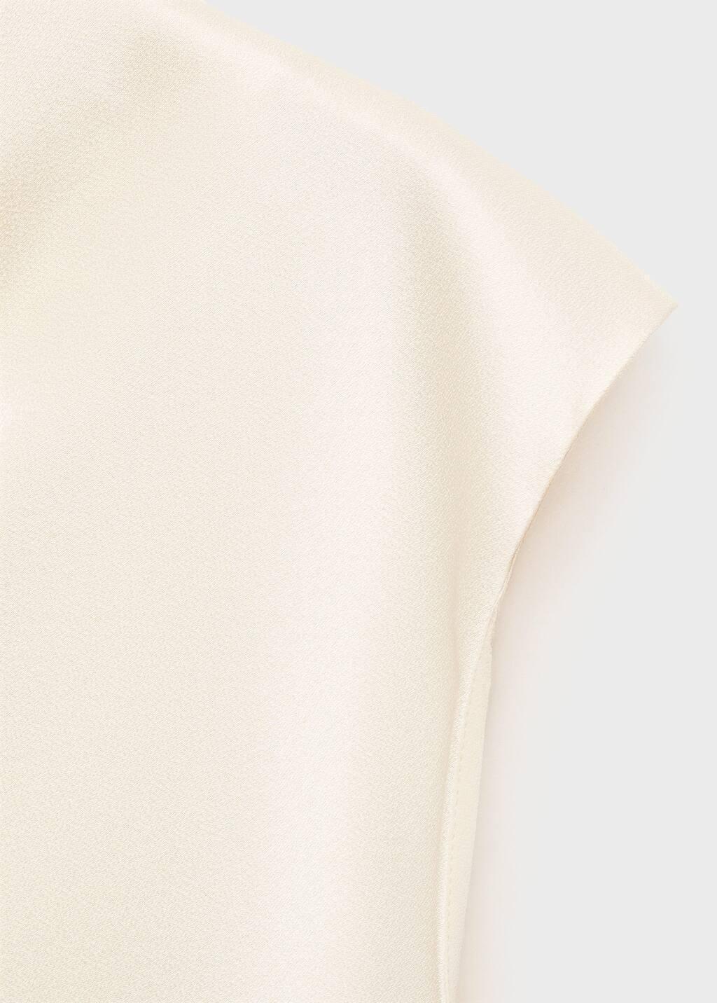 White Satin Blouse With Draped Neck, , large image number 3