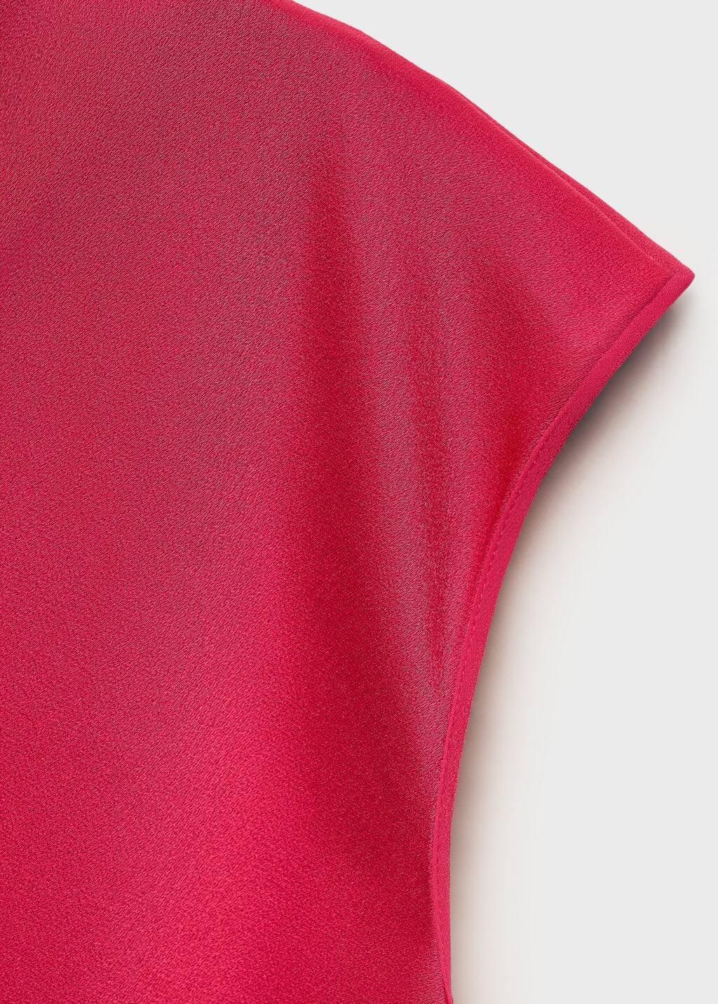 Red Satin Blouse With Draped Neck, , large image number 4
