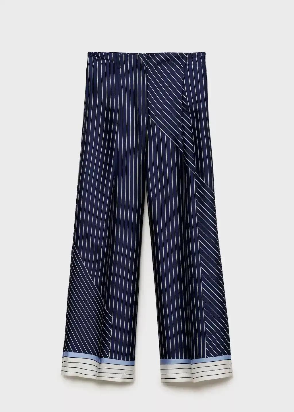 MEDIUM BLUE Satin trousers with combined stripes, , large image number 3