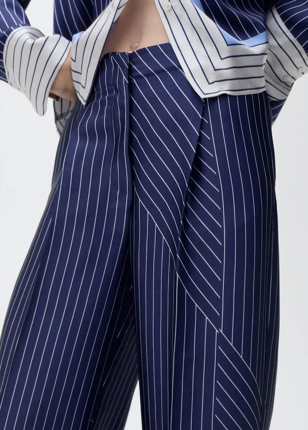 MEDIUM BLUE Satin trousers with combined stripes, , large image number 4