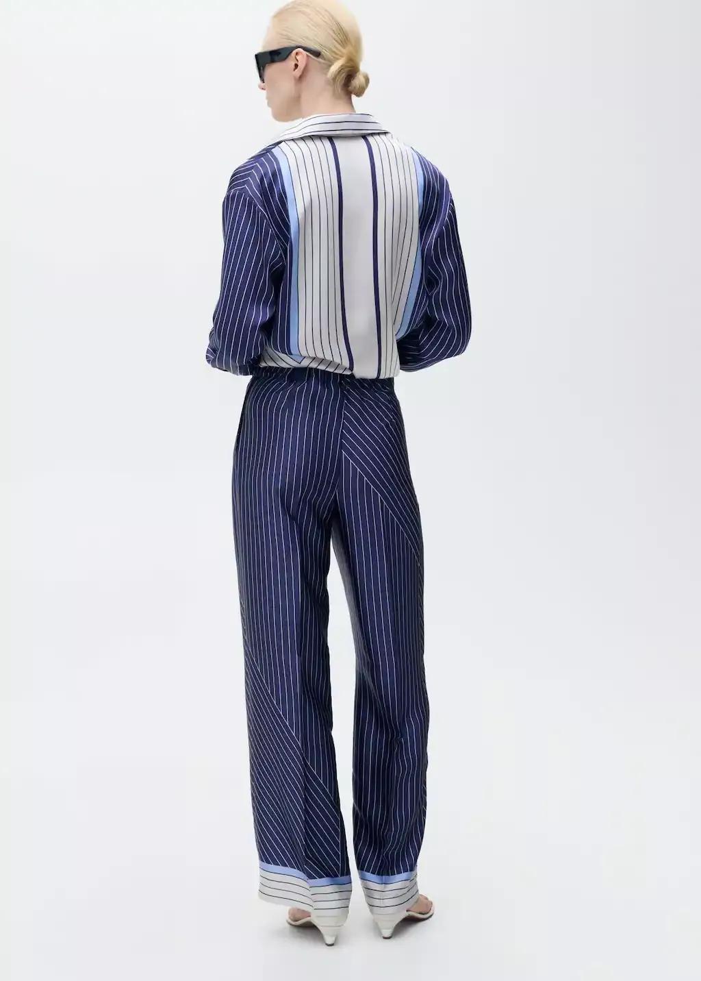 MEDIUM BLUE Satin trousers with combined stripes, , large image number 7