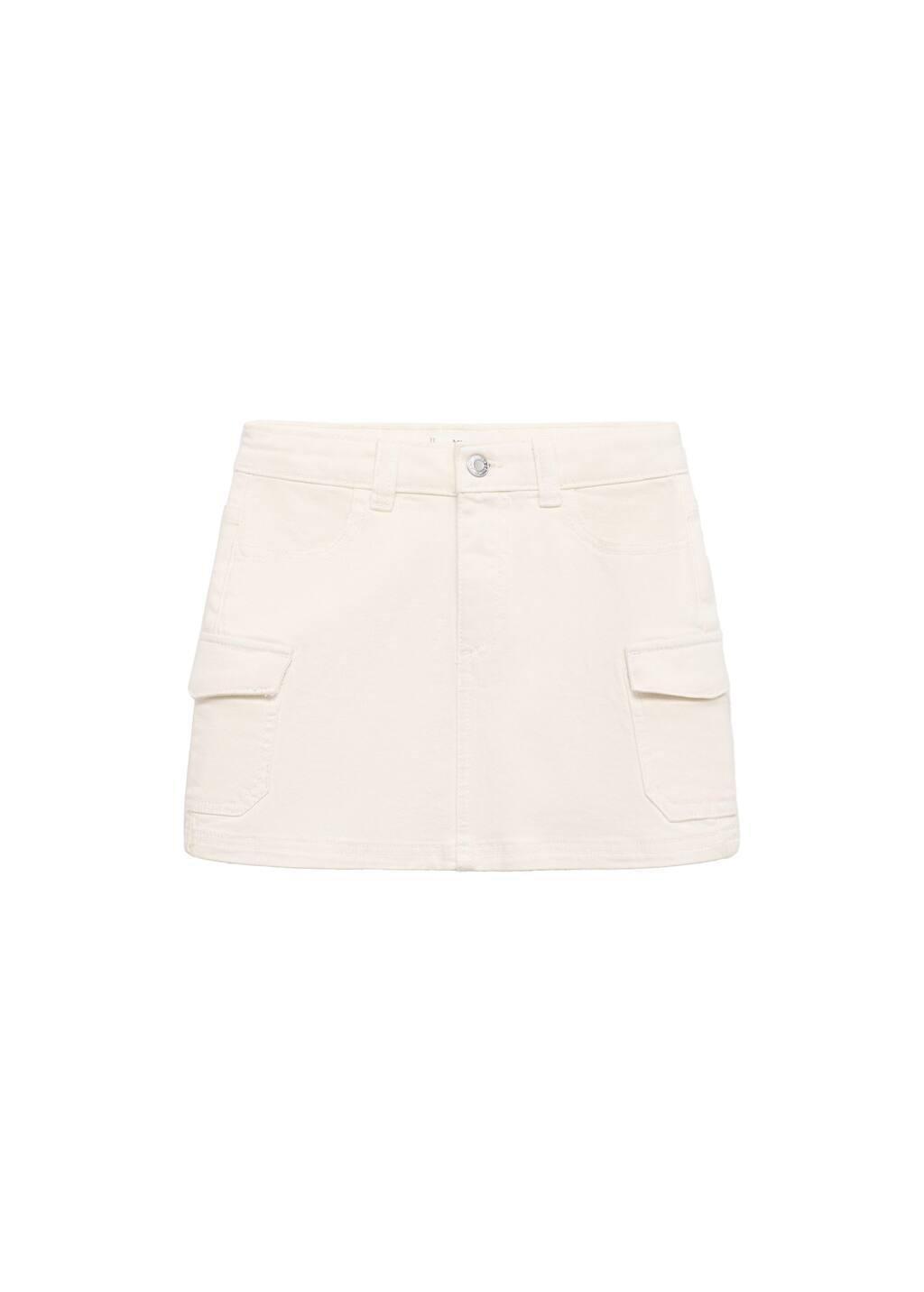 Beige Denim Cargo Skirt, Kids Girl, , large image number 2
