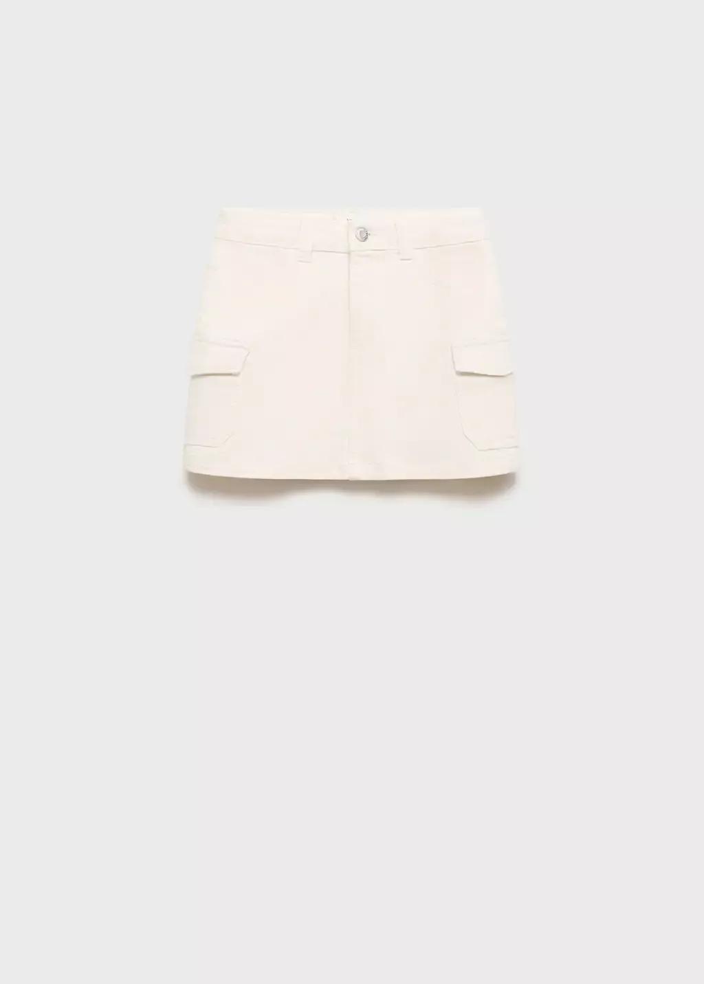 Beige Denim Cargo Skirt, Kids Girl, , large image number 4