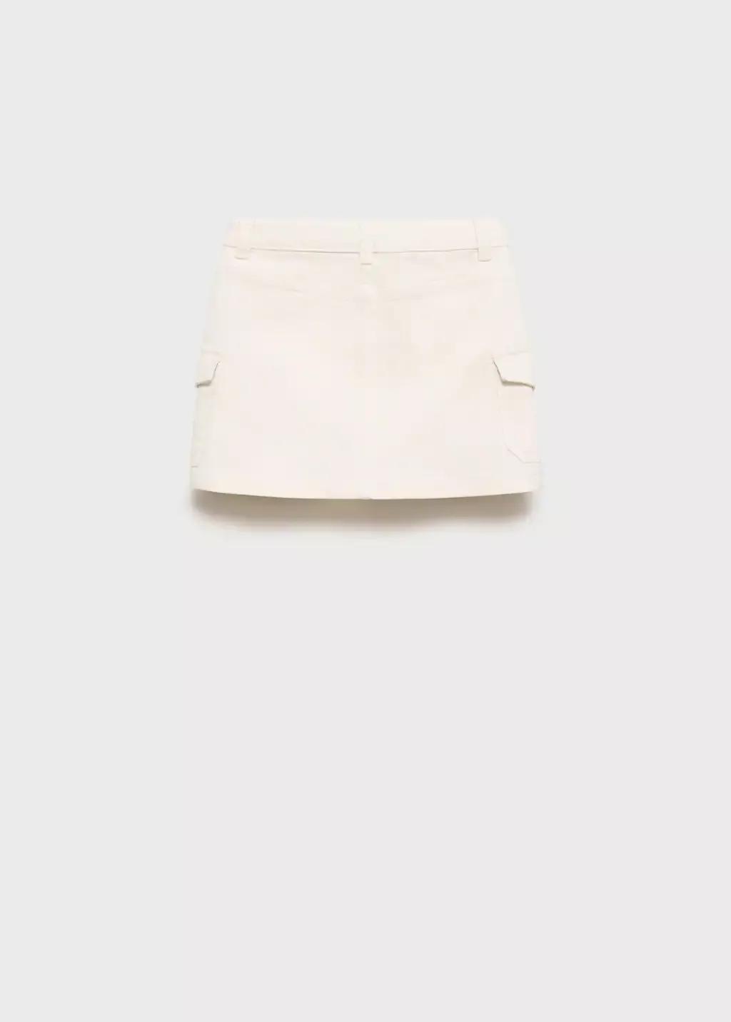 Beige Denim Cargo Skirt, Kids Girl, , large image number 5