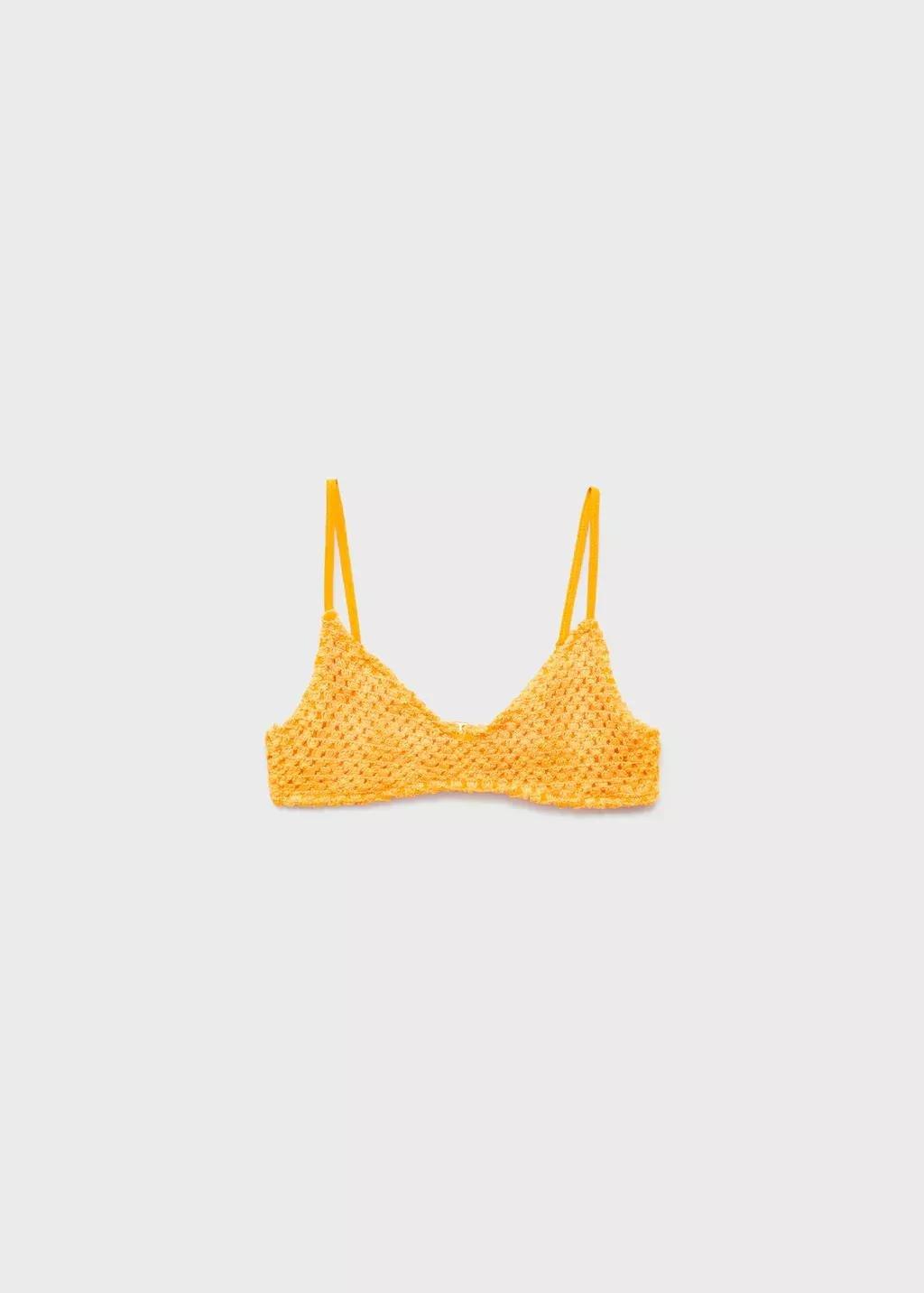 YELLOW Crochet bikini top, , large image number 0