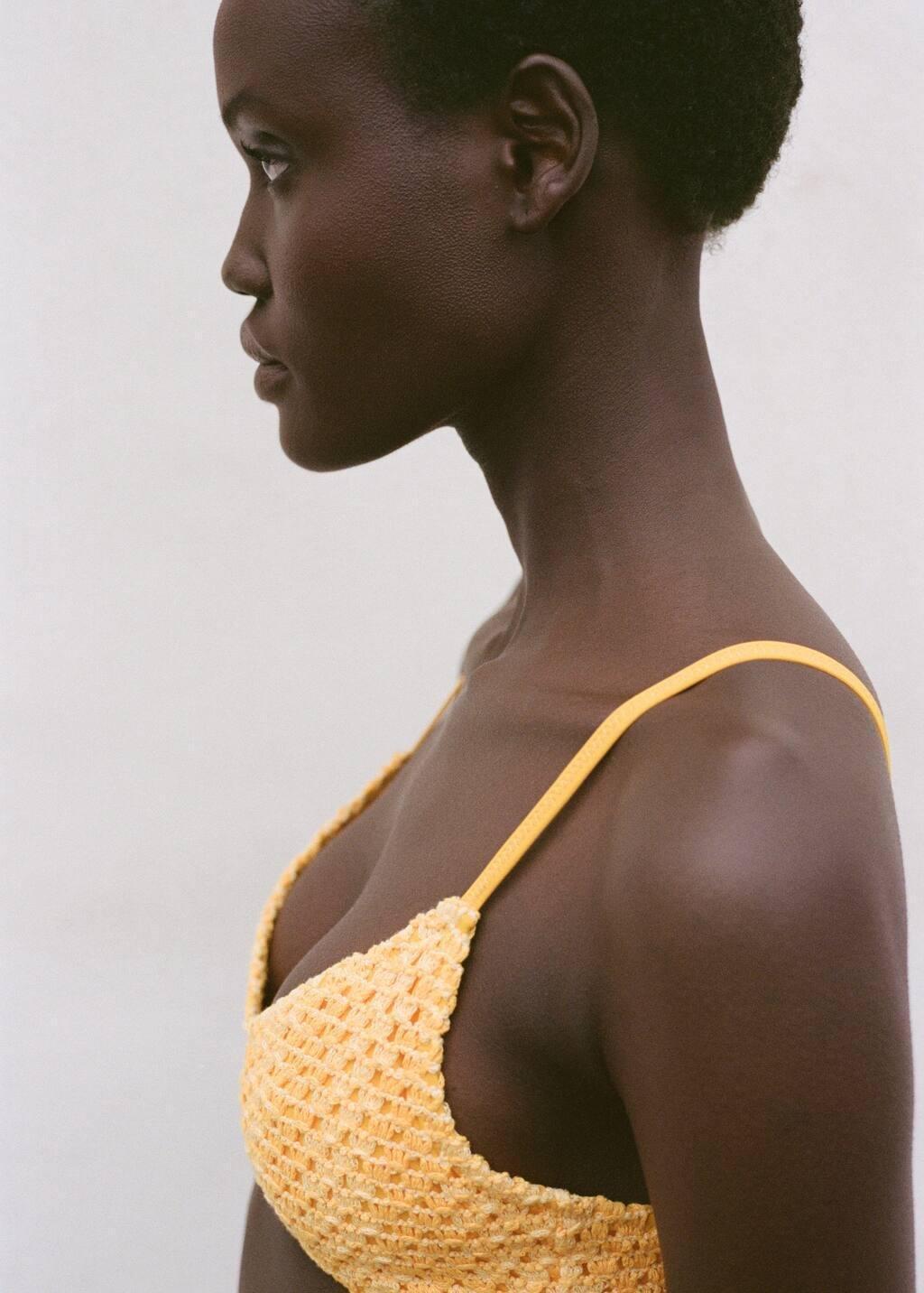 YELLOW Crochet bikini top, , large image number 2