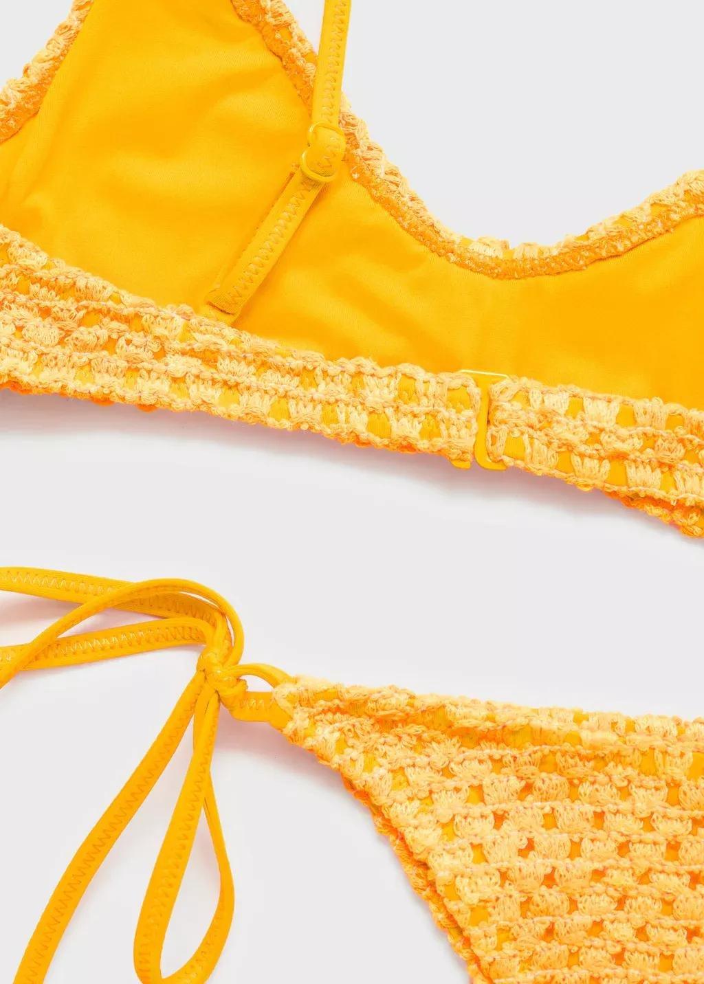YELLOW Crochet bikini top, , large image number 4