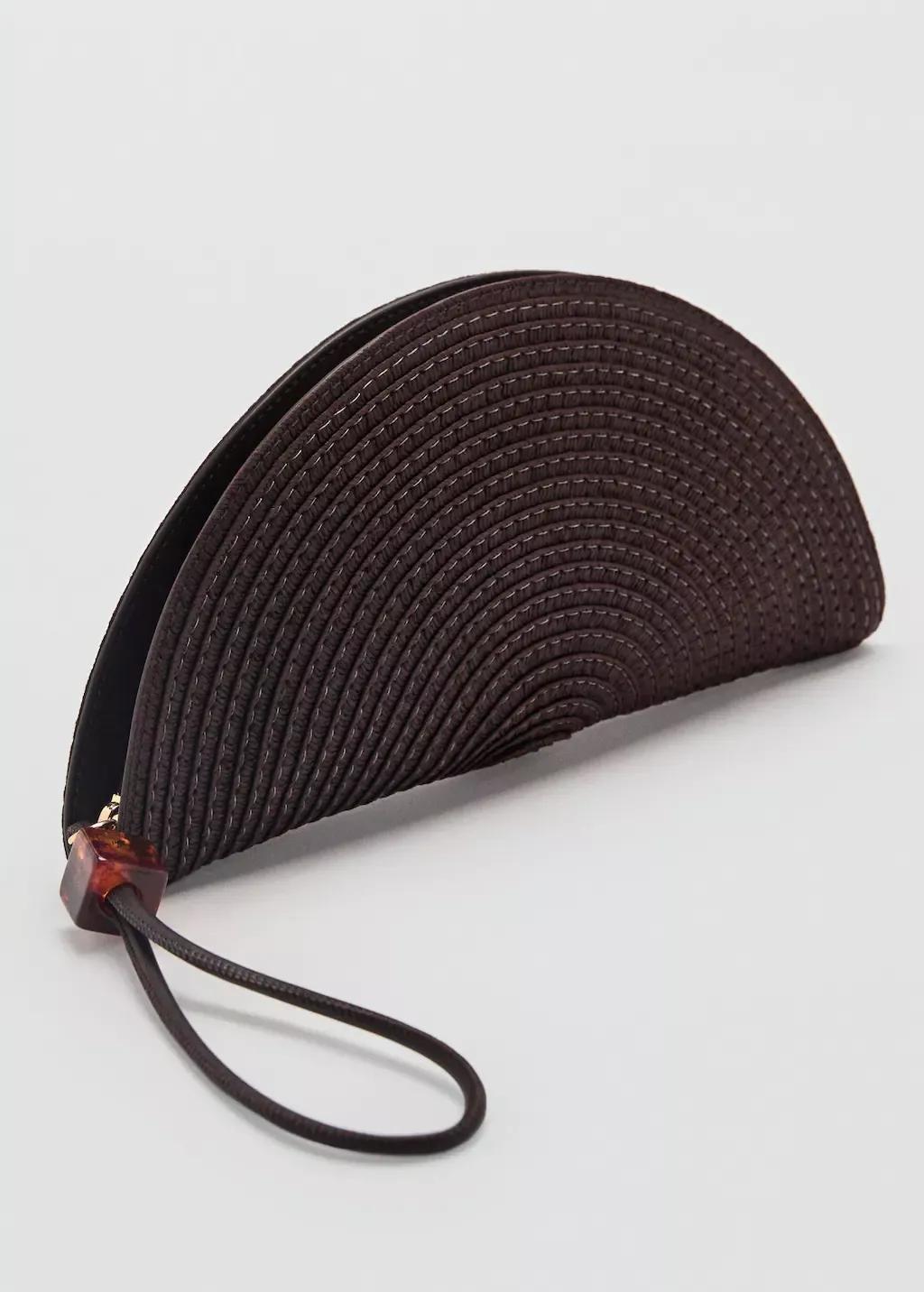 Brown Natural Fibre Toiletry Bag With Bead Detail, Dark Brown, large image number 0