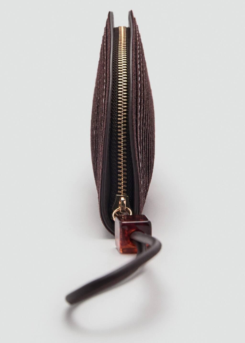 Brown Natural Fibre Toiletry Bag With Bead Detail, Dark Brown, large image number 1