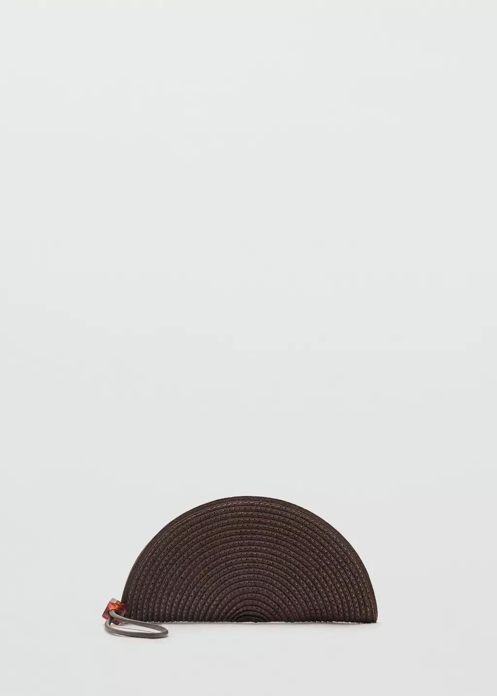 Brown Natural Fibre Toiletry Bag With Bead Detail, Dark Brown, large image number 4
