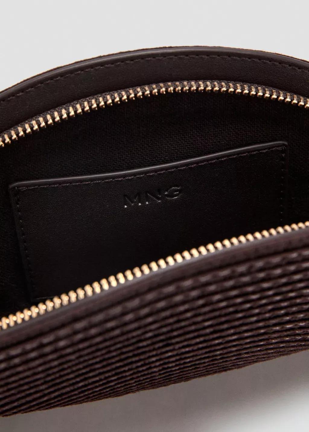 Brown Natural Fibre Toiletry Bag With Bead Detail, Dark Brown, large image number 5