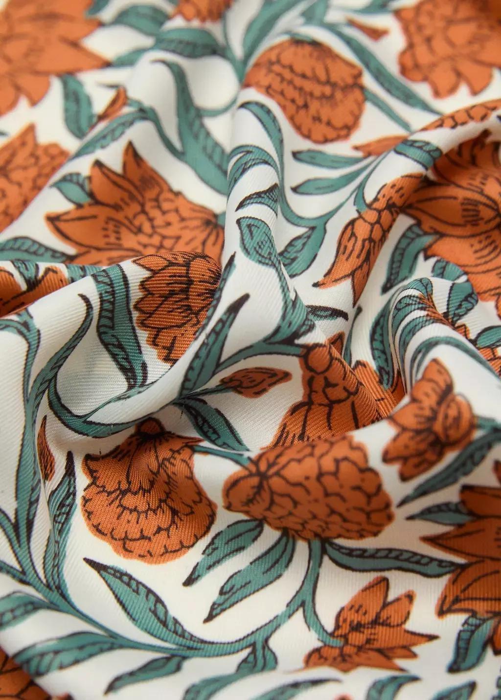 Orange Floral-Print Scarf, Medium Orange, large image number 0