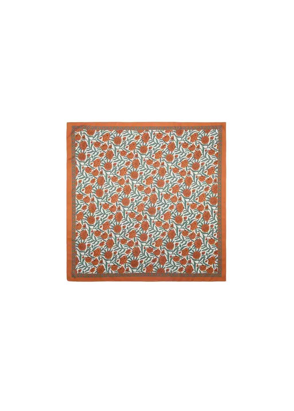 Orange Floral-Print Scarf, Medium Orange, large image number 2