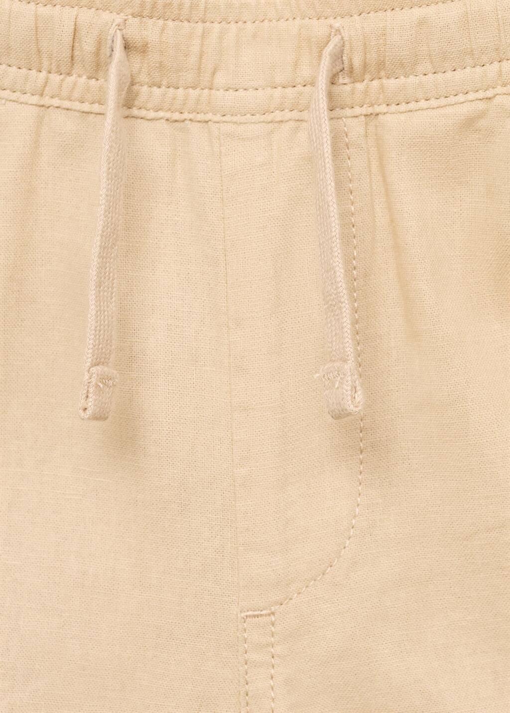 Brown Lt Pastel Elastic Waist Linen Bermuda Shorts, Kids Boy, , large image number 2