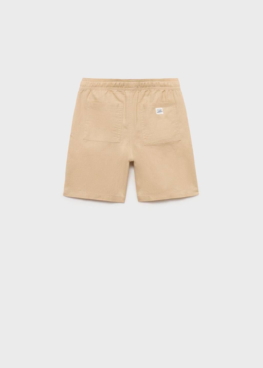 Brown Lt Pastel Elastic Waist Linen Bermuda Shorts, Kids Boy, , large image number 4