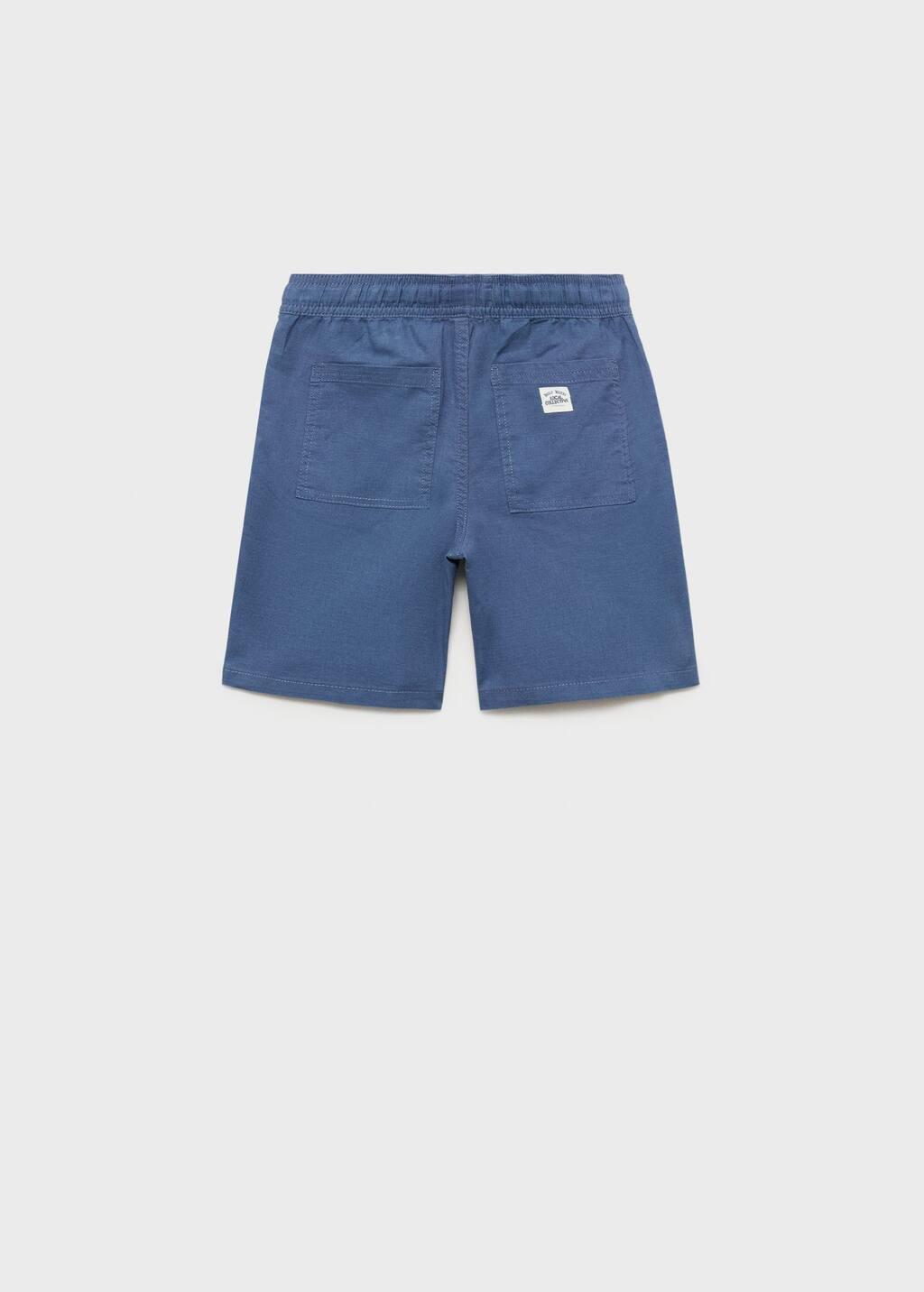 Blue Elastic Waist Linen Bermuda Shorts, Kids Boy, , large image number 2