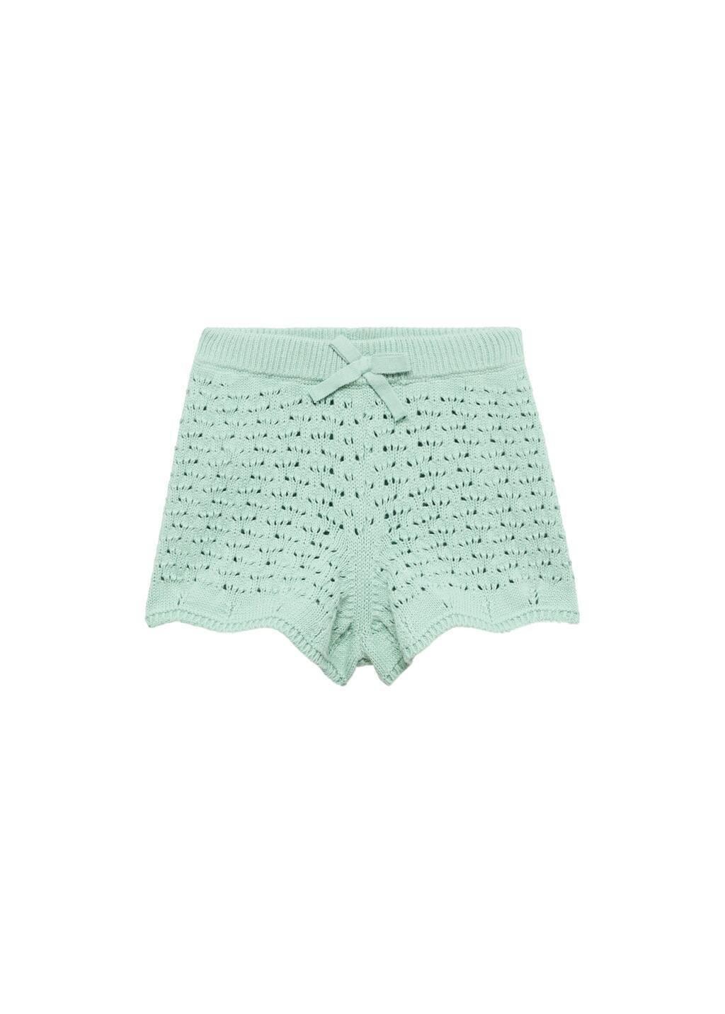 Turquoise Crochet Knitted Shorts, Baby Girl, , large image number 2