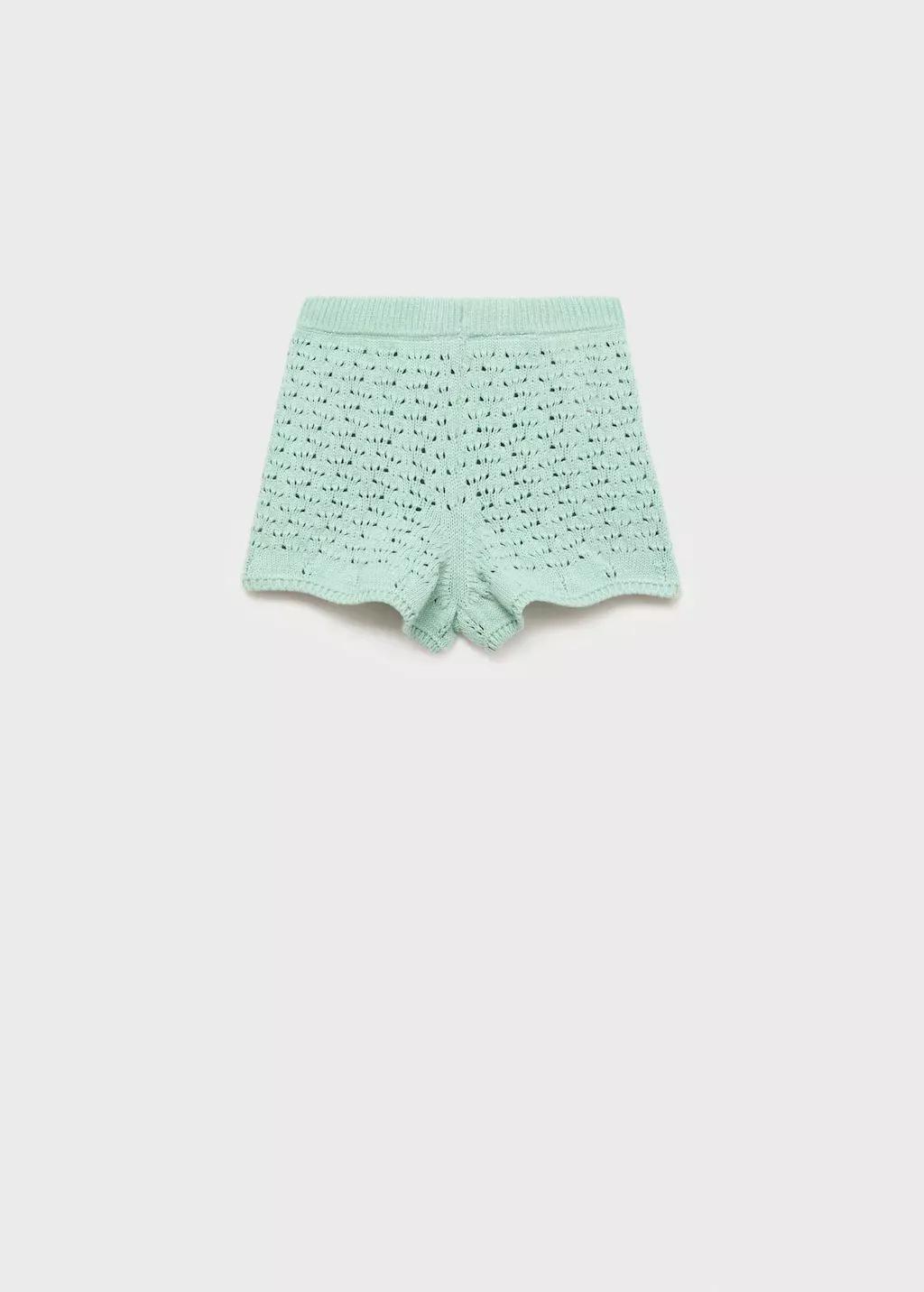 Turquoise Crochet Knitted Shorts, Baby Girl, , large image number 3