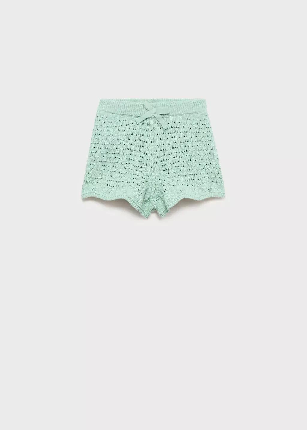 Turquoise Crochet Knitted Shorts, Baby Girl, , large image number 4