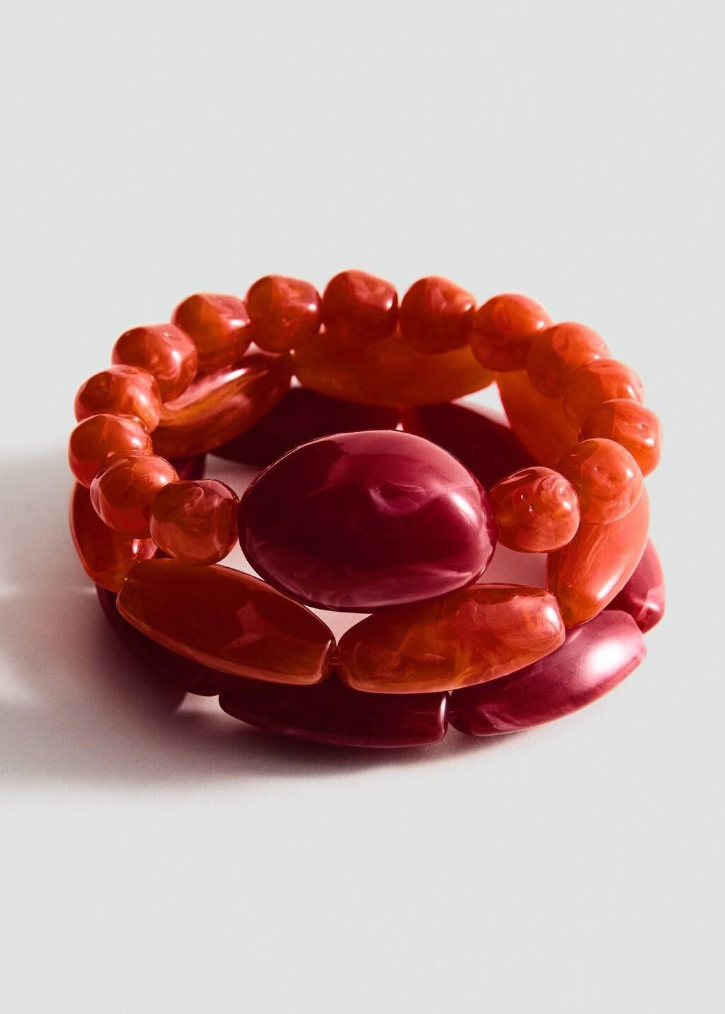 Red Set Of 3 Combined Ball Bracelets, Red, large image number 1