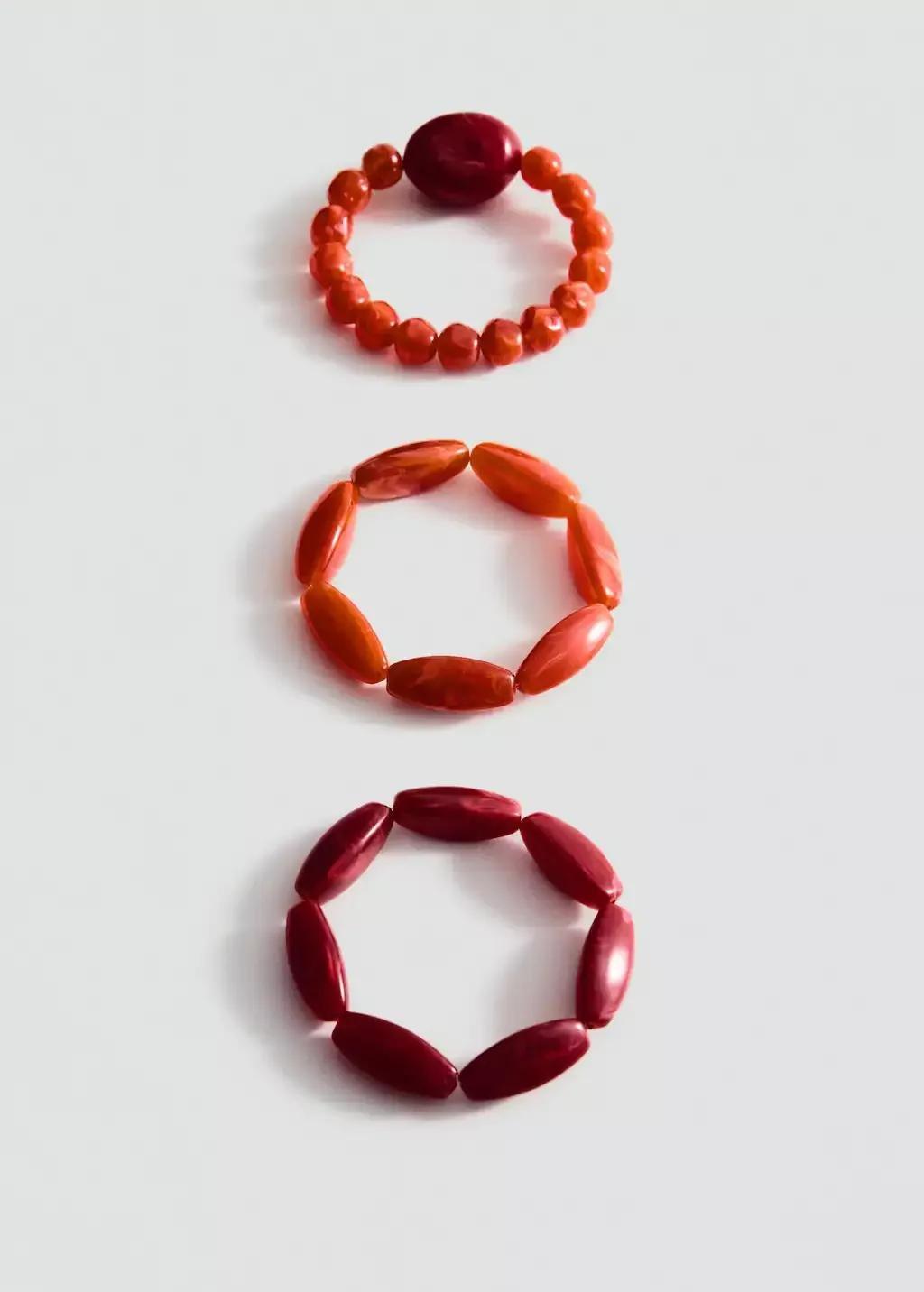 Red Set Of 3 Combined Ball Bracelets, Red, large image number 2