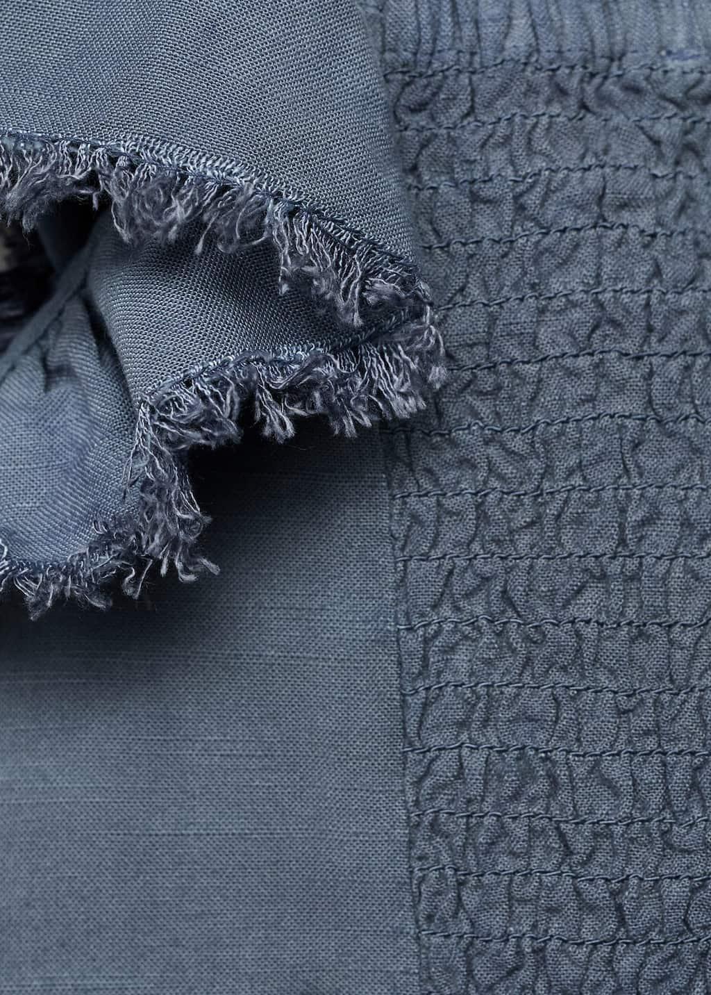 Blue Ruched Blouse With Ruffles, Kids Girl, , large image number 2