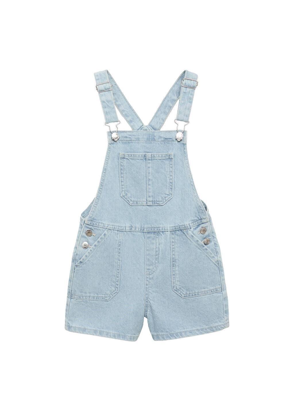Blue Short Denim Dungarees, Kids Girl, , large image number 2