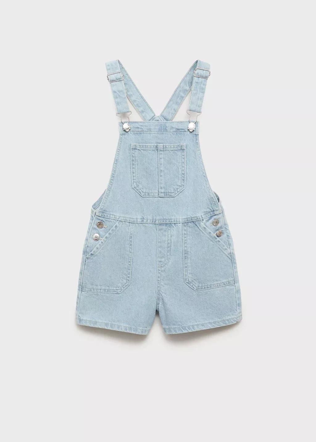 Blue Short Denim Dungarees, Kids Girl, , large image number 4