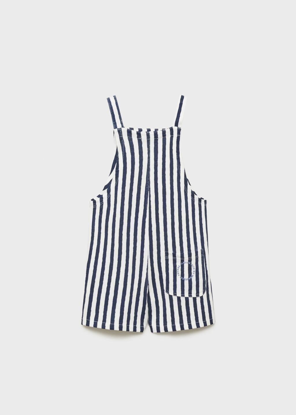 Navy Striped Short Dungarees, Baby Boy, , large image number 1
