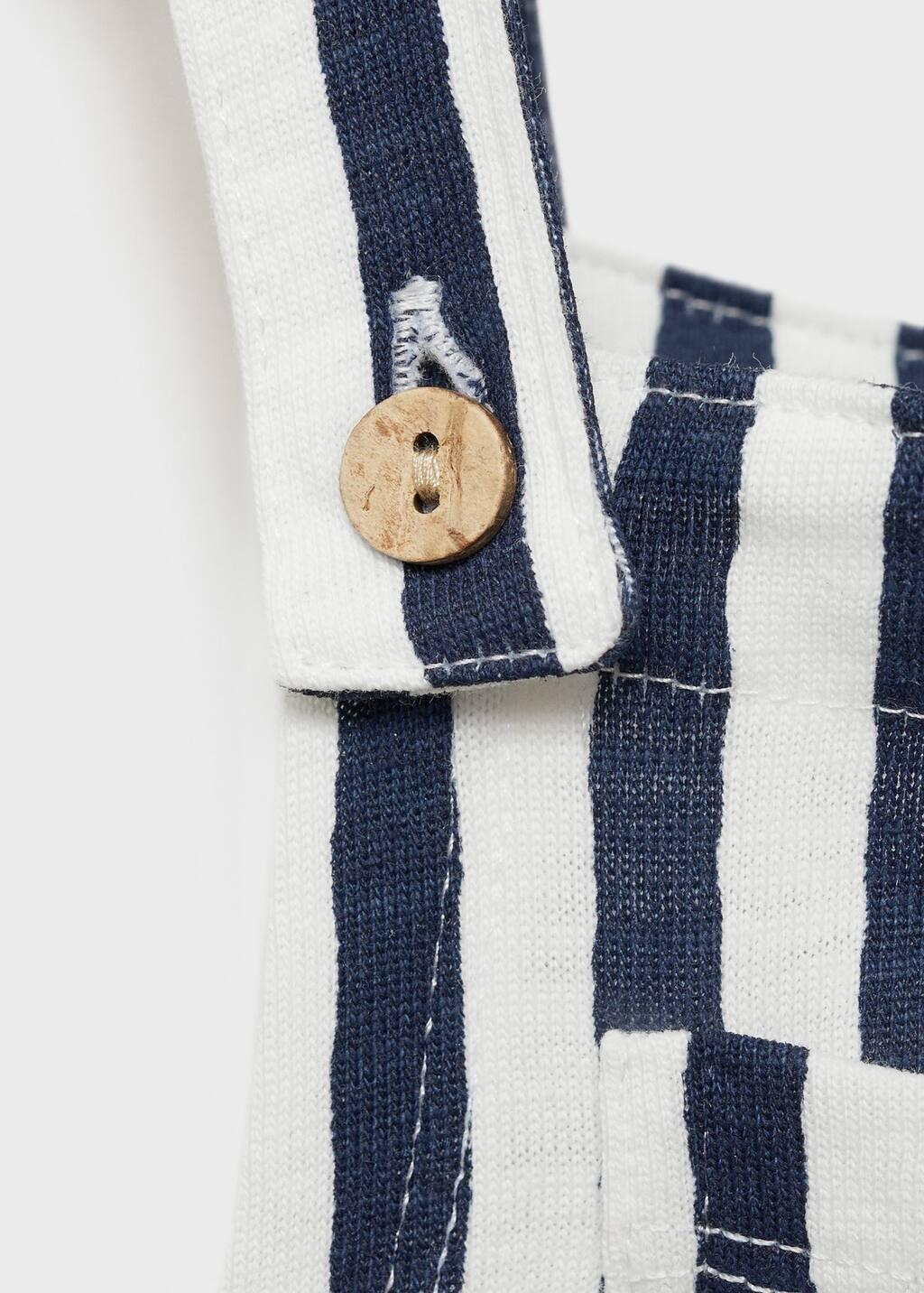Navy Striped Short Dungarees, Baby Boy, , large image number 2