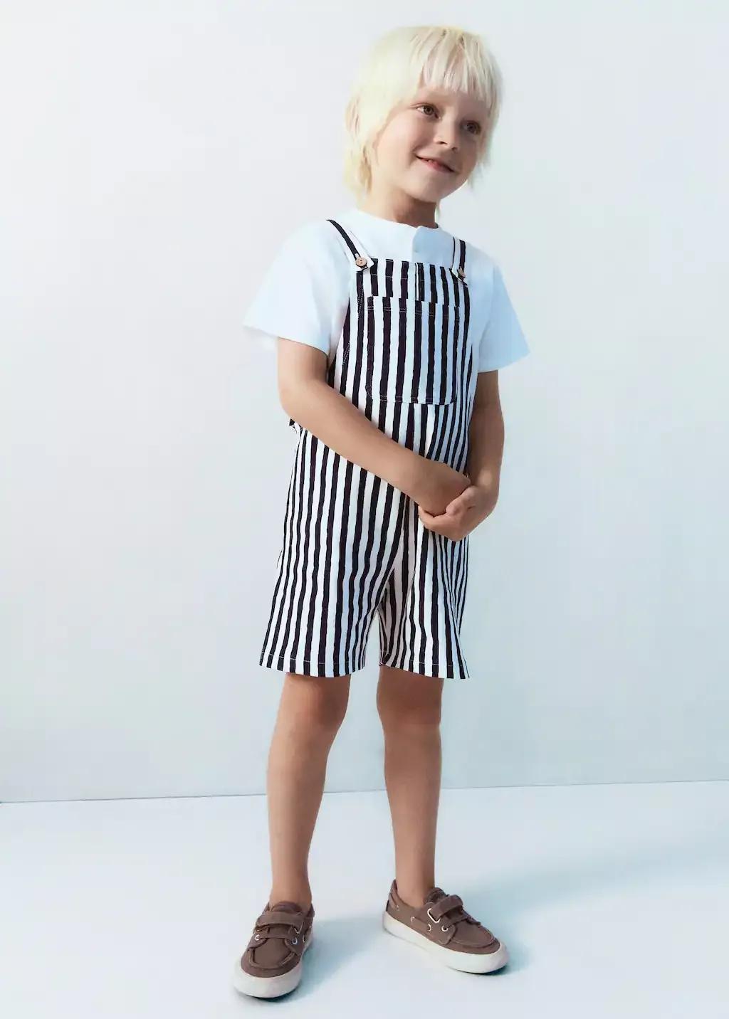 Navy Striped Short Dungarees, Baby Boy, , large image number 3