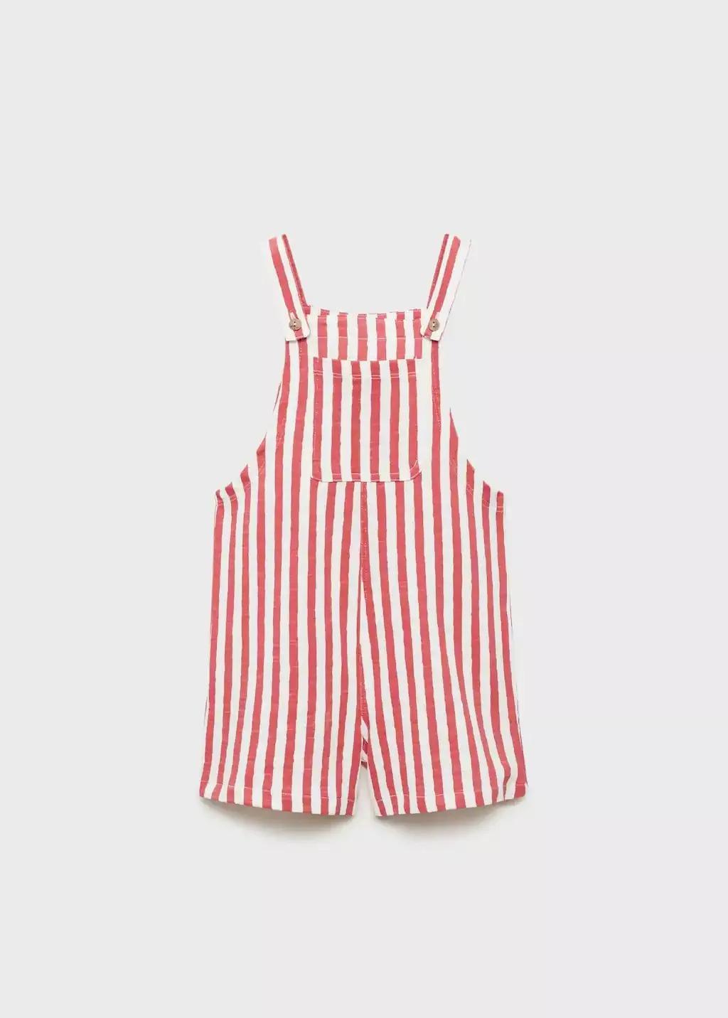 Red Striped Short Dungarees, Baby Boy, , large image number 0