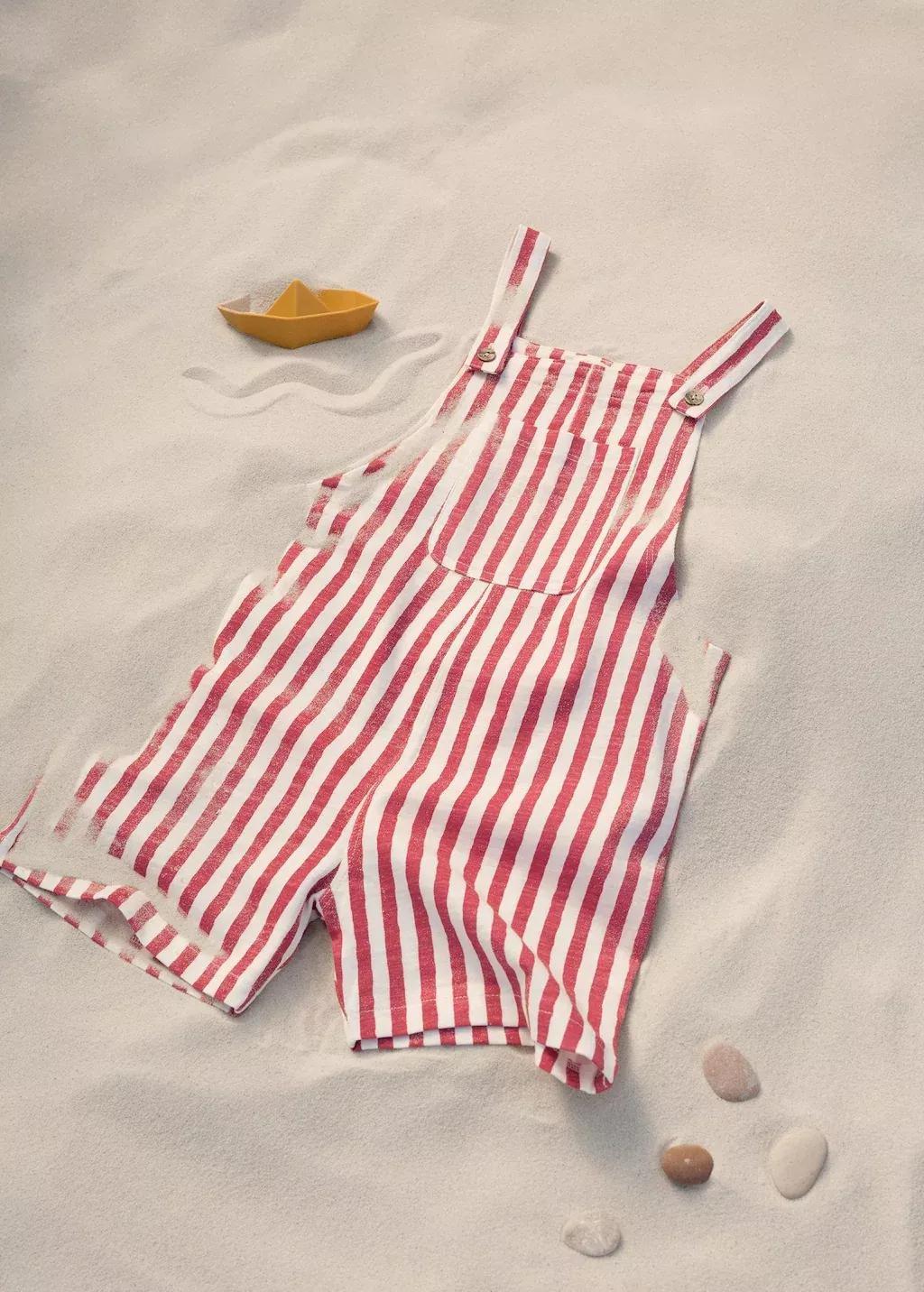 Red Striped Short Dungarees, Baby Boy, , large image number 3