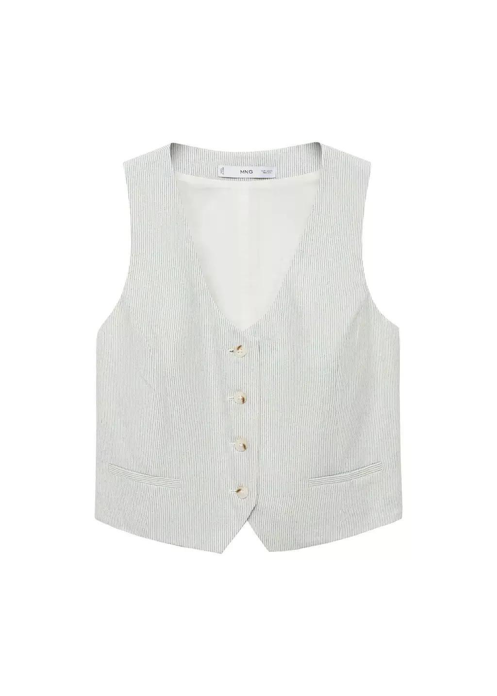 BEIGE Linen-blend suit waistcoat, , large image number 3