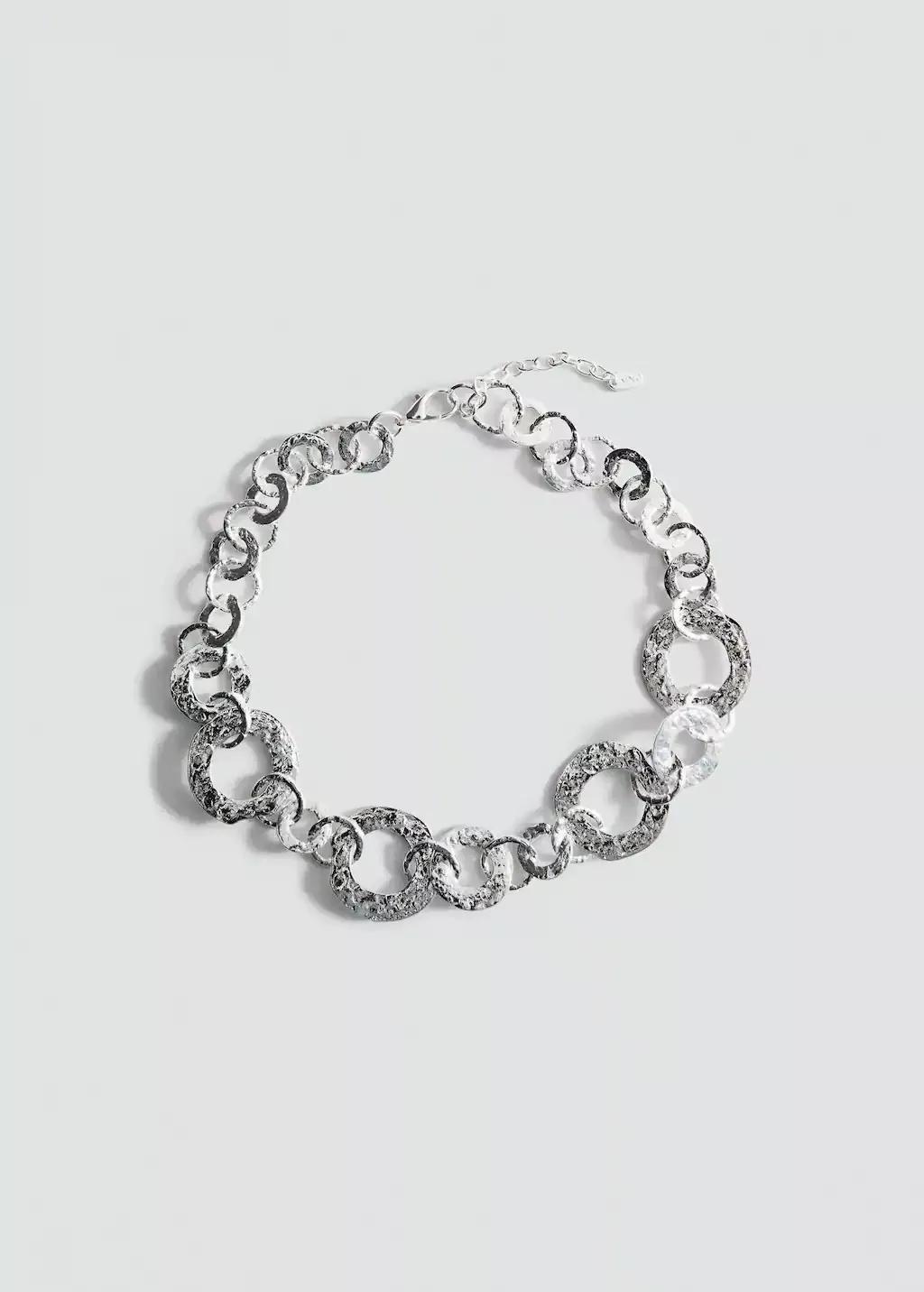Silver Combined Metal-Hoop Necklace, 0201_PL, large image number 2