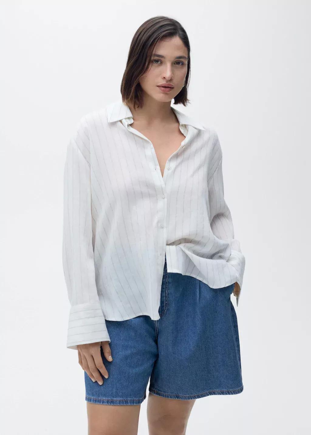 Blue Pleated Denim Bermuda Shorts, , large image number 5
