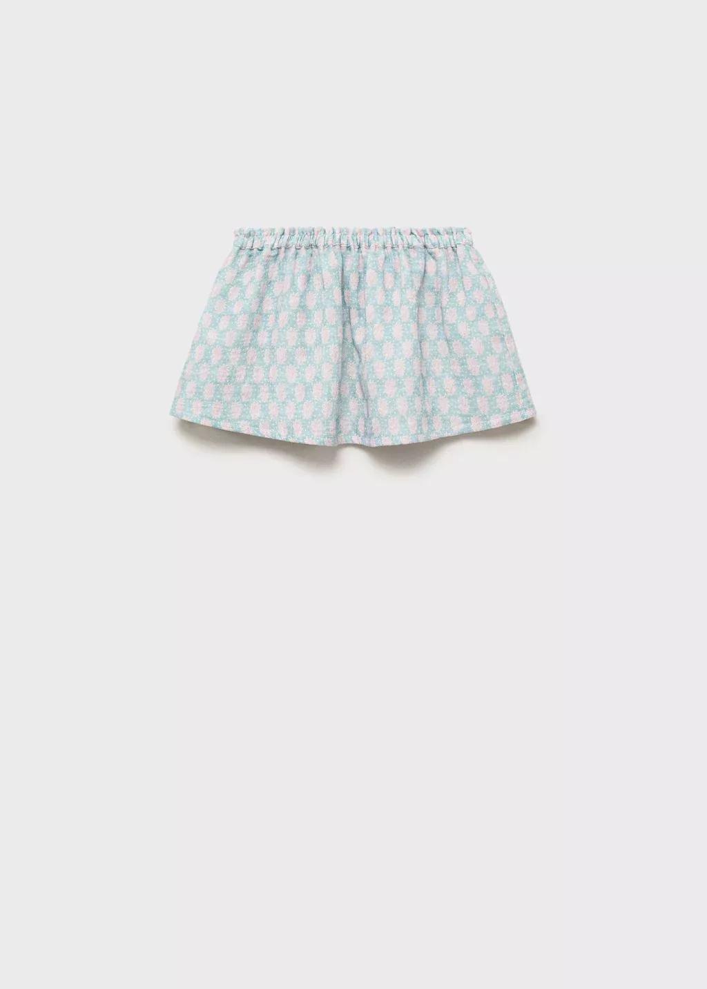 Turquoise Flared Cotton Skirt, Baby Girl, , large image number 0