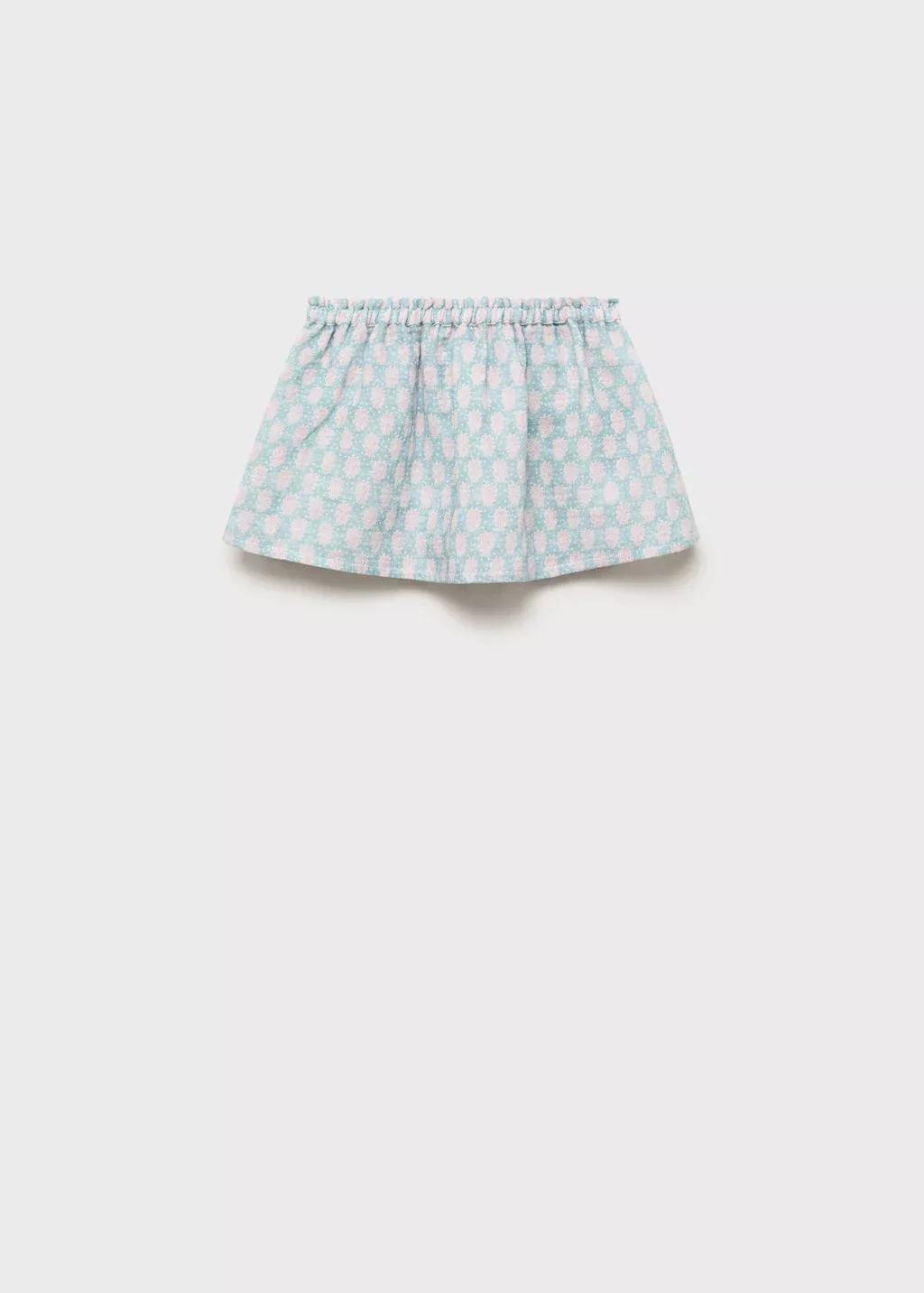 Turquoise Flared Cotton Skirt, Baby Girl, , large image number 1