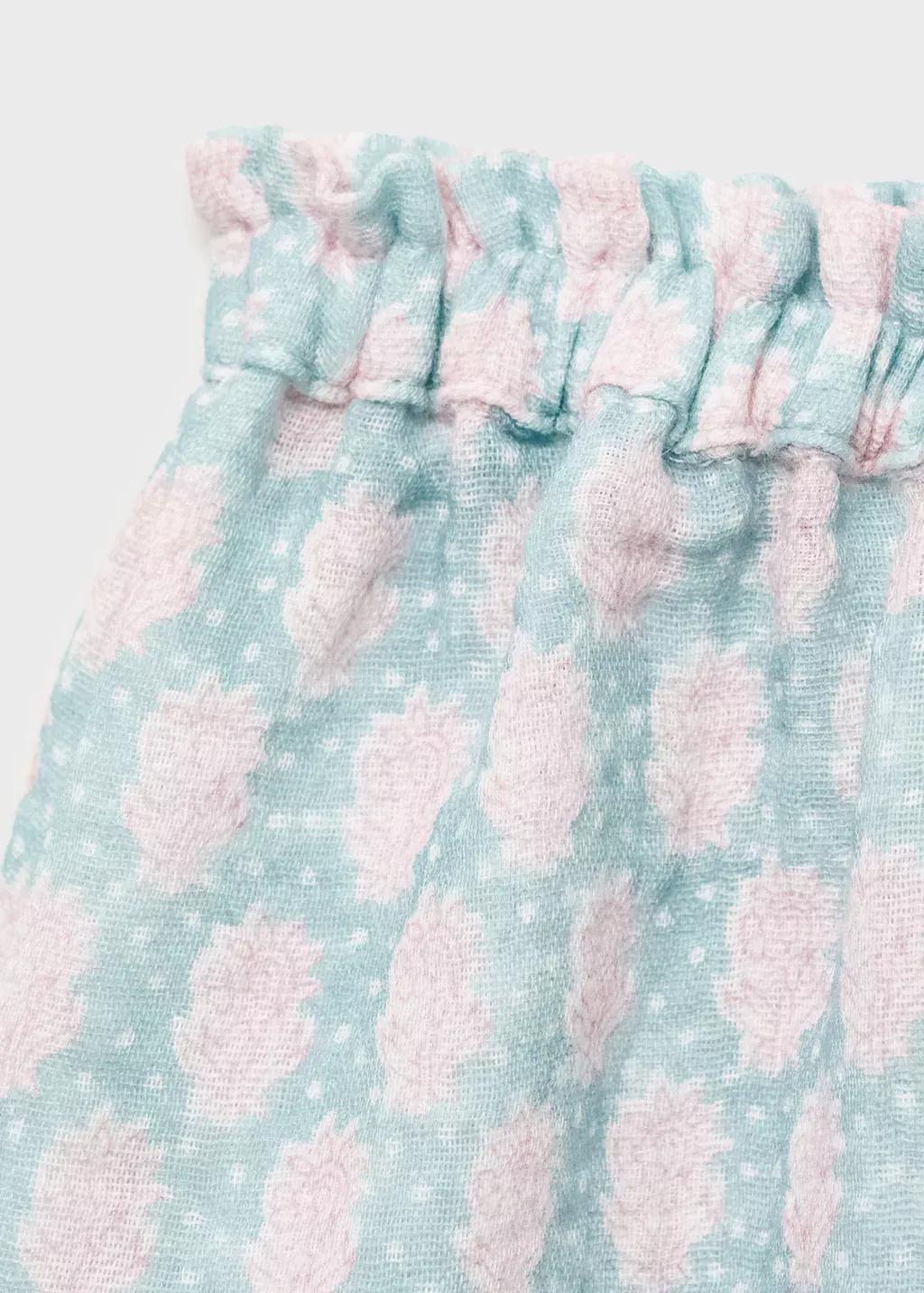 Turquoise Flared Cotton Skirt, Baby Girl, , large image number 2