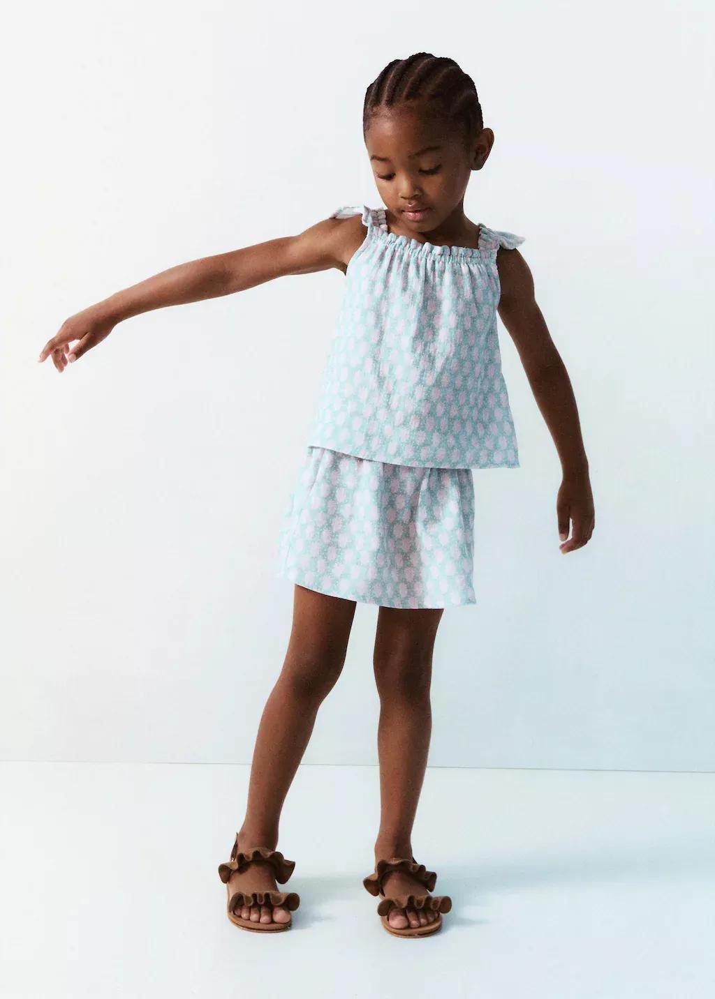 Turquoise Flared Cotton Skirt, Baby Girl, , large image number 3