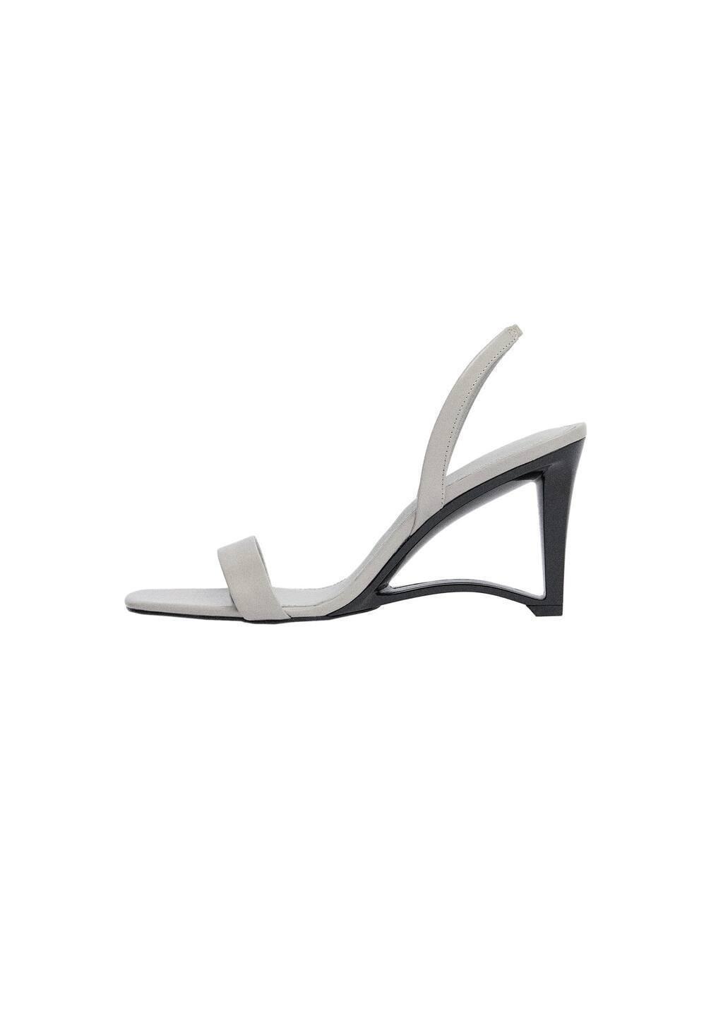 White Leather Wedge-Heel Sandals, , large image number 2
