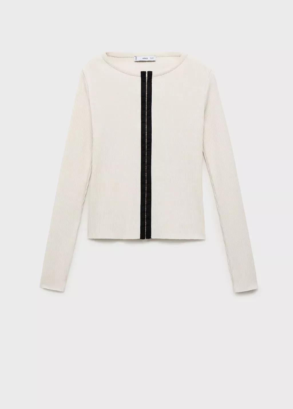 Beige Cotton Cardigan With Contrasting Closure, , large image number 3